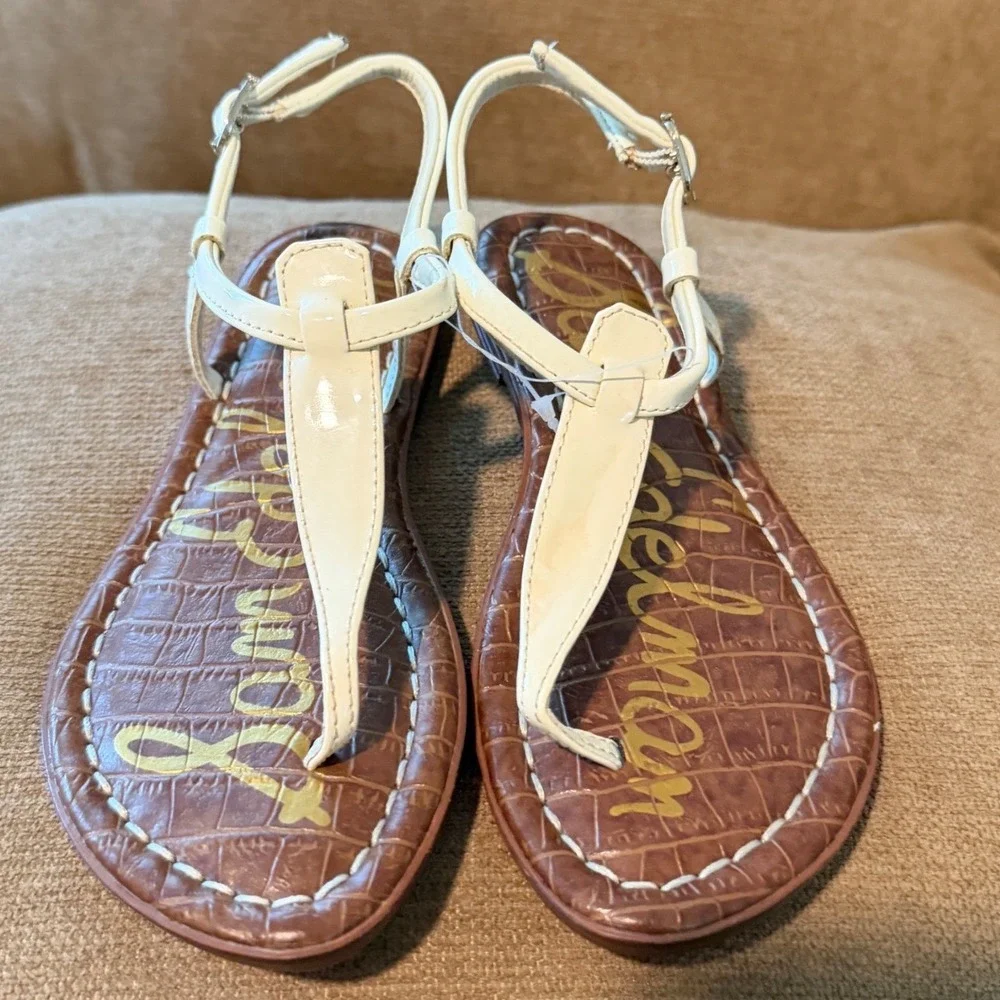Sam Edelman Gigi Kids White Patent T-Strap Sandals‎ Girls Size 12M Resortwear